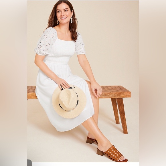Maurices Dresses & Skirts - Maurices White Eyelet Puff Dress NWT cottage core garden girl brunch smocked fem